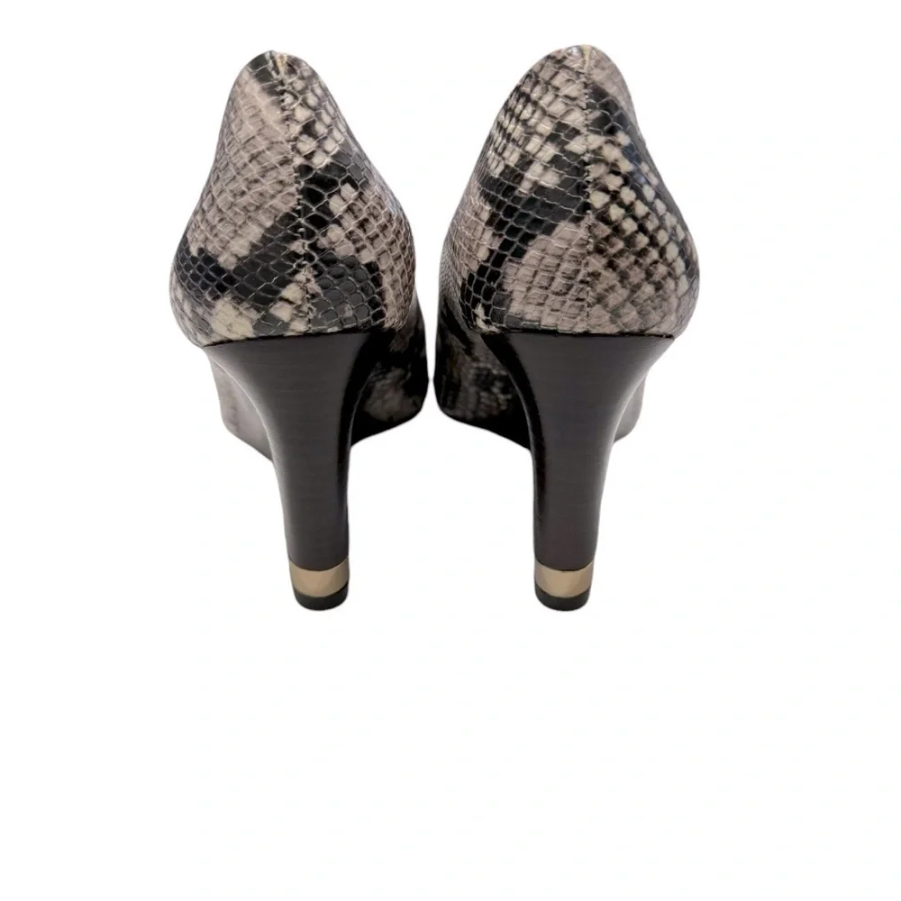 TORY BURCH Astoria Snakeskin Print Wedge Shoe Sz 8 - Picture 7 of 13